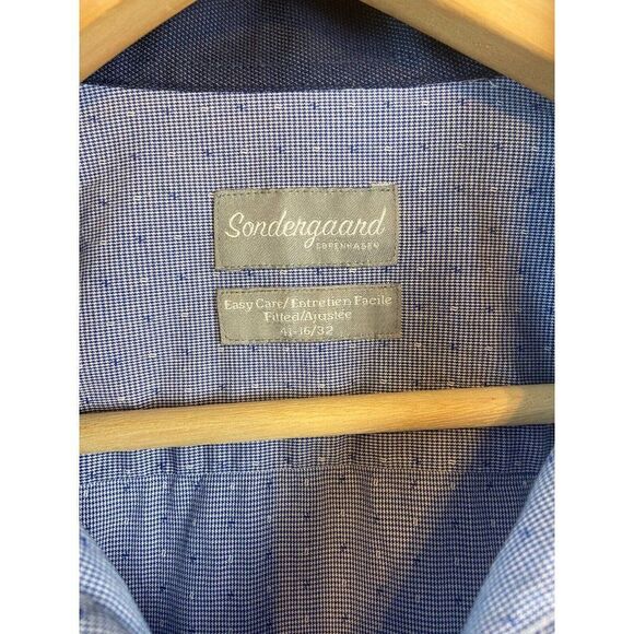 Sondergaard Men's Blue Collared Button Dress Shirt Fitted Size 41 16/32 - Picture 7 of 12